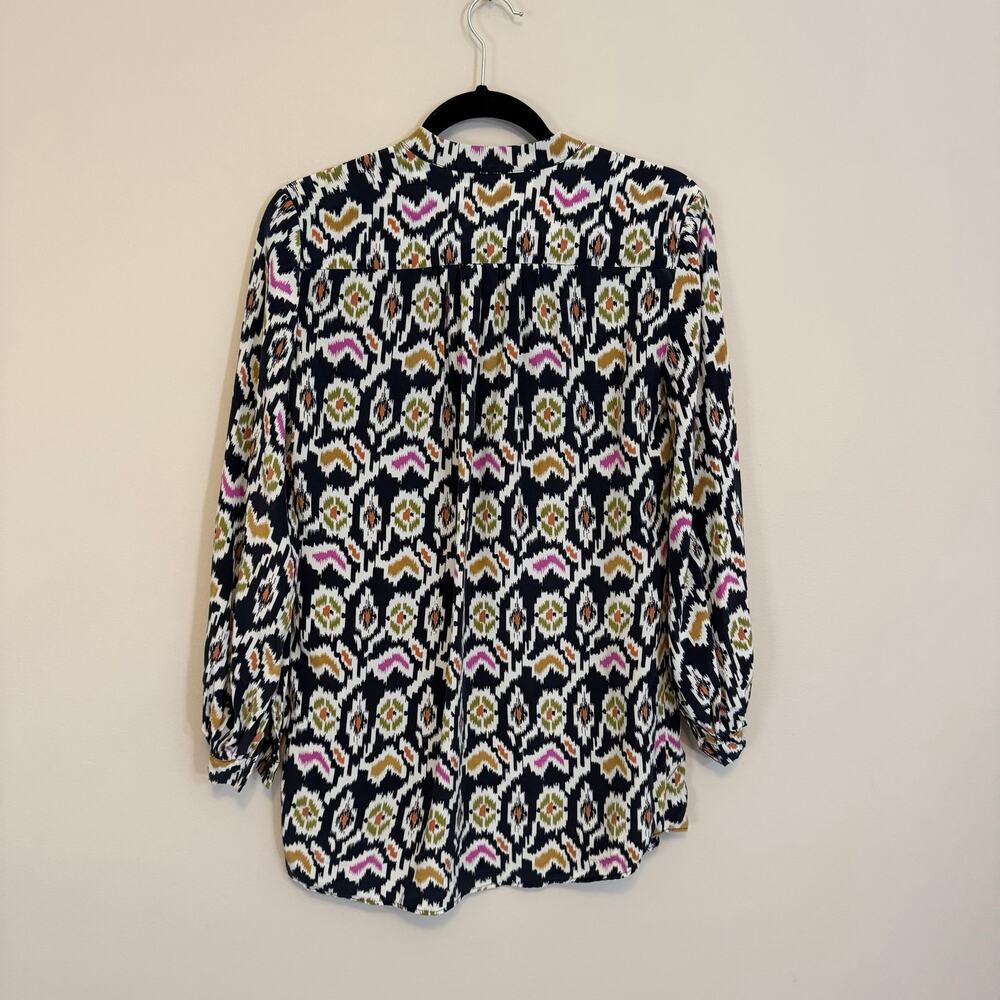 Aaron Ashe Tunic Blouse Womens XS Black 100% Silk Geometric Heart Casual USA - Picture 2 of 9